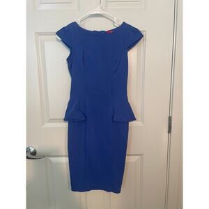 XOXO Blue Dress Maxi Knee Raffle Sides Size Small